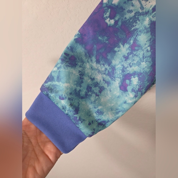 ADIDAS Originals Trefoil Blue Fern Print Lightweight Zip Up Bomber Track Jacket - Picture 5 of 12